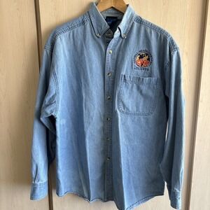 Vintage‎ Turner Exclusive CNN Global Headquarters Denim LS Shirt Mens Large
